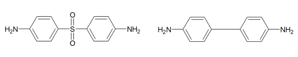 芳香族アミンであるDDSとDDMの構造式