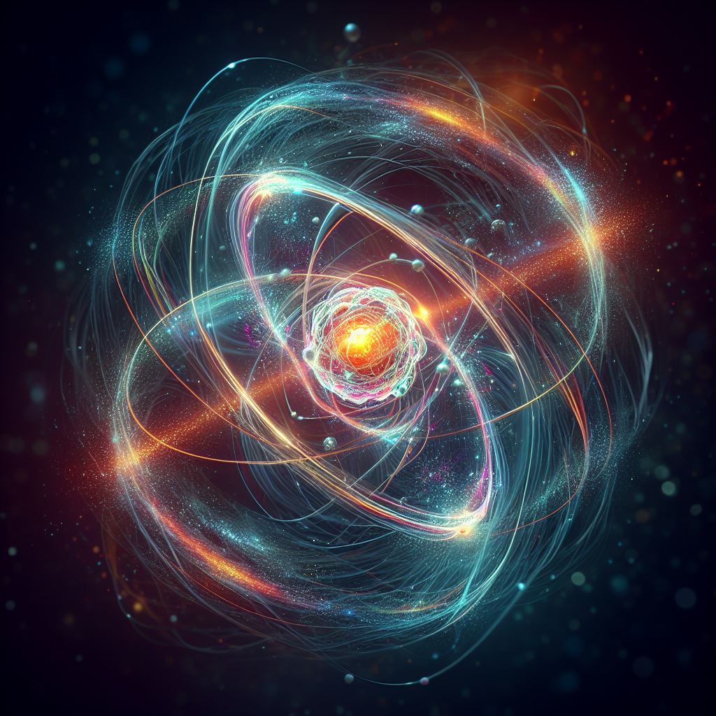 原子核の周りを電子雲が囲むイメージ。放射線は原子核が崩壊することで生じる。